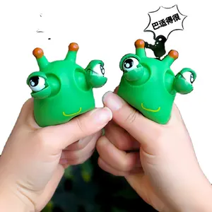 Yenilik komik dekompresyon yeşil sebze Bug solucan haşhaş büyük gözler lahana sıkmak Fidget oyuncak çocuklar için