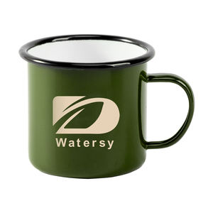 แก้วมัคเคลือบโลหะพร้อมโลโก้สีตามสั่งและขอบสแตนเลส แก้วมัคเคลือบโลหะสำหรับแคมป์ปิ้งและกาแฟ - Product Image 4