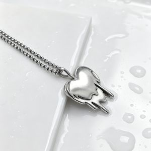 yunnique <b>Titanium</b> Steel Heart Pendant Necklace Liquid Lava Design Sweater <b>Chain</b> For Men And Women Daily Wear Gift - Product Image 3