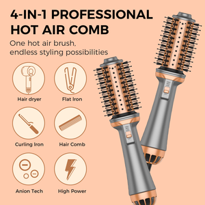 Sèche-cheveux ionique professionnel 3-en-1 de haute qualité, brosse soufflante à air chaud pour coiffage rapide, lissage et volume - Product Image 4