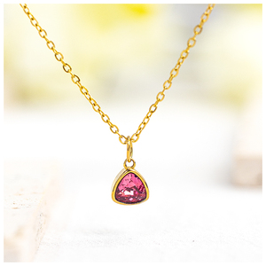 Collier pendentif pierre de naissance géométrique en acier inoxydable plaqué or 18 carats avec zircon 12 mois d'insertion d'ongles perle bijoux pour femmes cadeau - Product Image 6