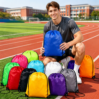 Sac à cordon personnalisé en gros, unisexe, en nylon, léger, en polyester, pour le shopping, la promotion et la gym