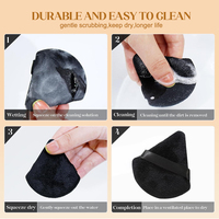 Houppette à poudre triangulaire en velours doux, durable, sans latex, soyeuse, réutilisable, végane, de haute qualité, lavable, avec logo personnalisé
