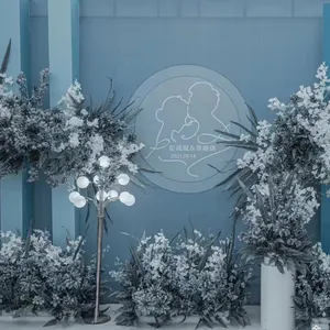 GIGA-Fondo de flores azules de alta calidad, decoración de pared de porcelana de cristal, rosa y azul polvoriento, 2022