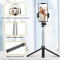 Perche à selfie universelle multifonction pour téléphone portable, trépied en alliage avec télécommande et stabilisation d'image intégrée