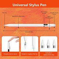 Stylet universel rechargeable à pointe fine pour tablettes Android avec corps en plastique et pointe remplaçable