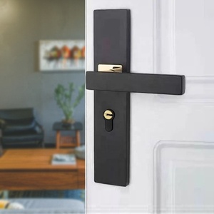 Cerradura <span class=keywords><strong>de</strong></span> <span class=keywords><strong>puerta</strong></span> interior <span class=keywords><strong>de</strong></span> madera maciza negra, cerradura simple para dormitorio, manija silenciosa, manija <span class=keywords><strong>de</strong></span> <span class=keywords><strong>puerta</strong></span> <span class=keywords><strong>de</strong></span> baño - Product Image 3