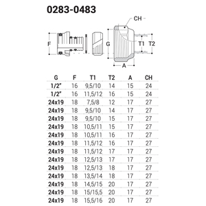 อะแดปเตอร์และขั้วต่อท่อหลายชั้นซีรีส์อิตาลี16/20 24x19 - Product Image 4