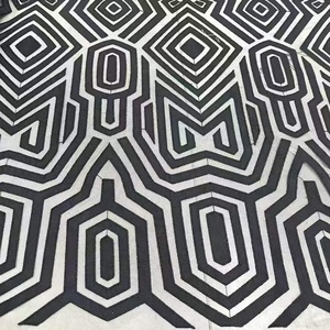 Tissu en maille double couche découpé au laser, motif géométrique noir et blanc, combinaison de crêpe et de maille, matière pour vêtements de mode - Product Image 2