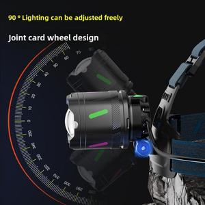 Headlamp <b>Rechargeable</b> Adjustable Bright Headlight 3 Modes with Warning Night Light Headlamp IPX5 Waterproof Head <b>Flashlight</b> - Product Image 3