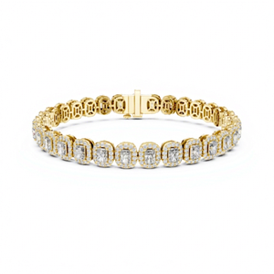 Bracelet tennis halo en diamant de laboratoire taille coussin allongé, or massif 14K 18K, bijoux de luxe pour femme, vente en gros fabricant - Product Image 1
