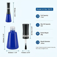 Flacon de vernis à ongles en verre de 11 ml avec bouchon fantaisie personnalisé, forme unique, pour vernis gel, avec pinceau
