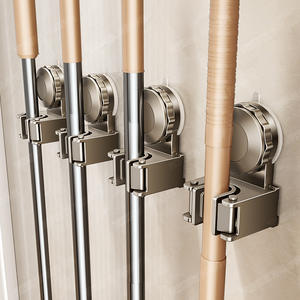 Soporte de fregona con ventosa Blue Vine, montado en la pared, rectangular, que ahorra espacio, duradero, para herramientas de limpieza de baño - Product Image 1