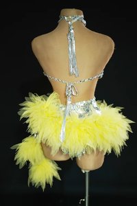 Combinaison courte une pièce à sequins à volants sexy justaucorps de danseuse costume de spectacle de boîte de nuit body de performance sur scène pour femmes - Product Image 3