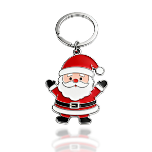 Porte-clés en métal personnalisé de Noël, porte-clés émaillé Père Noël avec logo pour cadeau de vacances, souvenir de vente au détail, fourniture d'usine en gros - Product Image 1