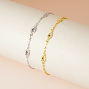 Bracciale da donna in argento Sterling 925 placcato oro <span class=keywords><strong>18K</strong></span> con zirconi blu con ciondolo da donna - Product Image 1