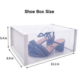 DB 8-Pack White Foldable Shoe Box Double-Tier Stackable <b>Clear</b> Shoe <b>Storage</b> Bin <b>Container</b> Organizer - Product Image 3