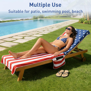 Housse de chaise longue personnalisée avec drapeau national, en microfibre, séchage rapide, pour piscine, transat, plage, avec poches, pour bronzer sur la terrasse - Product Image 3