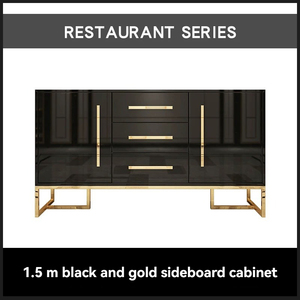 Buffet minimaliste moderne avec finition noire et <span class=keywords><strong>blanche</strong></span> et accents dorés Salles à manger et salon - Product Image 6
