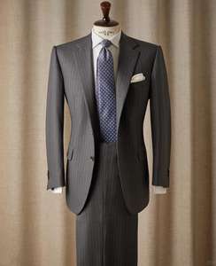 Abito Casual di fascia alta da <span class=keywords><strong>uomo</strong></span> personalizzato a righe grigie 100% lana in tela intera - Product Image 1