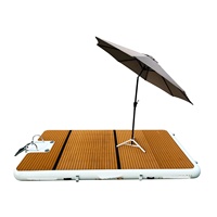 Plateforme flottante gonflable en teck PROMOTION 250x150x20cm, île flottante, radeau, quai pour jet ski, yacht, quai gonflable