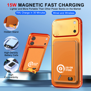 Batterie externe magnétique multi-appareils 3-en-1 ultra-mince haute capacité double capacité 5000/10000mAh avec protection complète NTC et charge sans fil 22.5W - Product Image 5