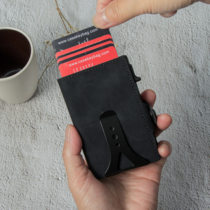 <span class=keywords><strong>Portafoglio</strong></span> con fermasoldi intelligente in pelle Vintage Pu personalizzato OEM/ODM per uomo Porta carte Pop-Up con blocco RFID Porta Tarjetas De Credito - Product Image 4