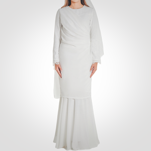 SIPO Eid personnalisé Malaisie dentelle broderie femmes musulmanes robe en mousseline de soie moderne Baju Kurung - Product Image 1