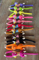 70cm Weicher Plüsch Gestreifter Kleidungsartikel mit Gesticktem Kokosnussbaum, Banane und Affe aus Polyester PP Baumwolle ODM für Großhandel