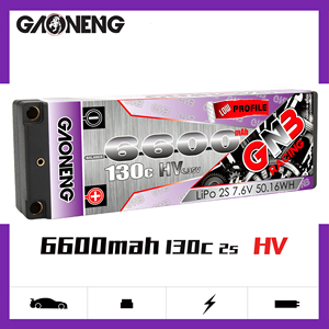 GNB GAONENG 6600MAH 2S HV 7.6V 130C LiPo电池LCG低调薄2S 1:10 1/10 RC赛车硬壳5毫米子弹LiHV - Product Image 2
