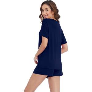 Ensemble de pyjama pour femmes personnalisé, haut à manches courtes avec short, col rond, vêtements de nuit d'été, frais et confortable, tailles S-XXL - Product Image 5