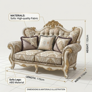 Sofá Doble de Madera con Acabado Lacado en <span class=keywords><strong>Blanco</strong></span> Perla, Directo de Fábrica, Estilo <span class=keywords><strong>Palacio</strong></span> - Product Image 4