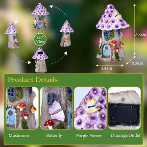 Trang Trí Sân Vườn Ngoài Trời Năng Lượng Mặt Trời Ánh Sáng Bức Tượng Cổ Tích Nhà Nhựa Cho Patio Sân Ban Công Trang Trí Món Quà Sinh Nhật Cho Phụ Nữ Và Trẻ Em - Product Image 6