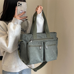 <span class=keywords><strong>Sac</strong></span> fourre-tout vintage <span class=keywords><strong>pour</strong></span> <span class=keywords><strong>femme</strong></span>, grand, décontracté, avec fermeture éclair, multi-poches, bandoulière unique, <span class=keywords><strong>sac</strong></span> <span class=keywords><strong>à</strong></span> <span class=keywords><strong>main</strong></span> en toile et en velours côtelé <span class=keywords><strong>pour</strong></span> le travail au bureau - Product Image 4