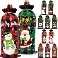 Sacs cadeaux personnalisés en lin avec cordon pour bouteilles de vin de Noël, en tissu organza, impression numérique et gaufrage pour les fêtes du Nouvel An
