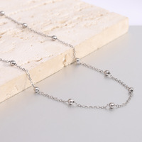 Collar de Cadena Geométrica en Forma de O de Acero Inoxidable con Cuentas de Bola, 37+5CM, Color Dorado, Uso Diario para Mujer, Origen Zhejiang
