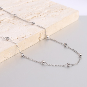 Stainless Steel O-Chain <b>Necklace</b> With Round <b>Beads</b> 37+5CM Gold Color Daily Wear For Women - Product Image 3
