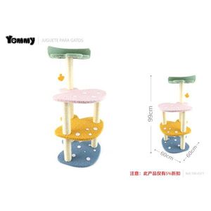 ที่ลับเล็บแมวยอมมี่ ขนาด 40x40x93 ซม. พร้อมที่นอนและอุโมงค์สำหรับแมว - Product Image 1