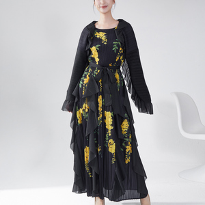 Vestidos Women Elegant Spring Pleated Dresses Indian & Pakistani Clothing Abaya Women Muslim Robe Plus Size Maxi Dress - Product Image 1