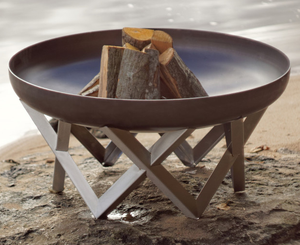 Large <strong>Outdoor</strong> Stainless <strong>Steel</strong> Fire Pit Bowl - Patio &amp; Garden <strong>Fireplace</strong> with Wood Burner - Product Image 3