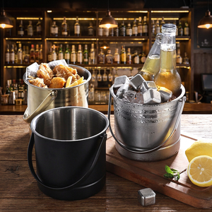 Stainless Steel <b>Ice</b> Bucket Round Rust Resistant Black Minimalist Design Party Use Beverage <b>Cooler</b> - Product Image 4
