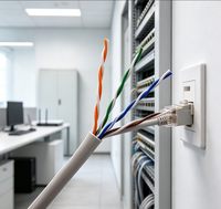 Kabel AMPXL Cat5e UTP 24AWG Tembaga Padat Cca Kabel LAN