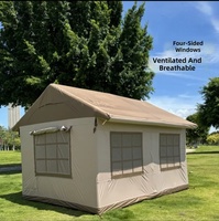 Grande tente de glamping gonflable en tissu Oxford imperméable avec une chambre et un salon pour le camping en plein air