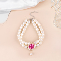 Collier de luxe élégant personnalisé pour chat avec strass solides et design cœur scintillant, pendentif perle Saint-Valentin à dégagement rapide