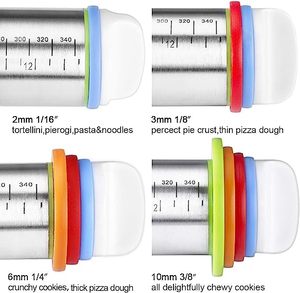 Kitchen Accessories Rolling Pins with Adjustable <b>Thickness</b> <b>Rings</b> Stainless Steel Rolling Pin - Product Image 2