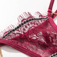 HD195 Sexy Ms Eyelash Lace Bikini Low-Rise Broekje Open Kruis Elastisch Dames Ondergoed Doorschijnend Kant-up Ondergoed