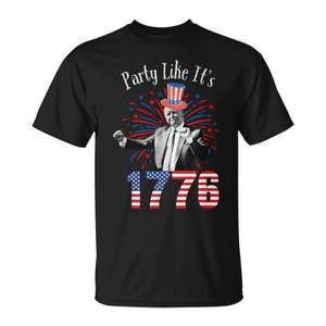 Camiseta con diseño patriótico del Día de la Independencia de 1776, color negro, para hombre, diseño patriótico del 4 de julio - Product Image 1