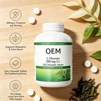 Comprimés à croquer de L-Théanine 200mg OEM, saveur douce et légère, 120 unités, complément alimentaire