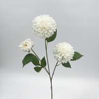 Ramo de Hortensias de Seda Artificial Realista Hecho a Mano con 3 Cabezas de Pompones para Arreglos de Boda, Día de la Madre y Navidad