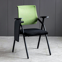 Chaise de conférence de bureau pliable au design moderne avec dossier en maille, structure en acier, accoudoirs rotatifs empilables pour salles de réunion